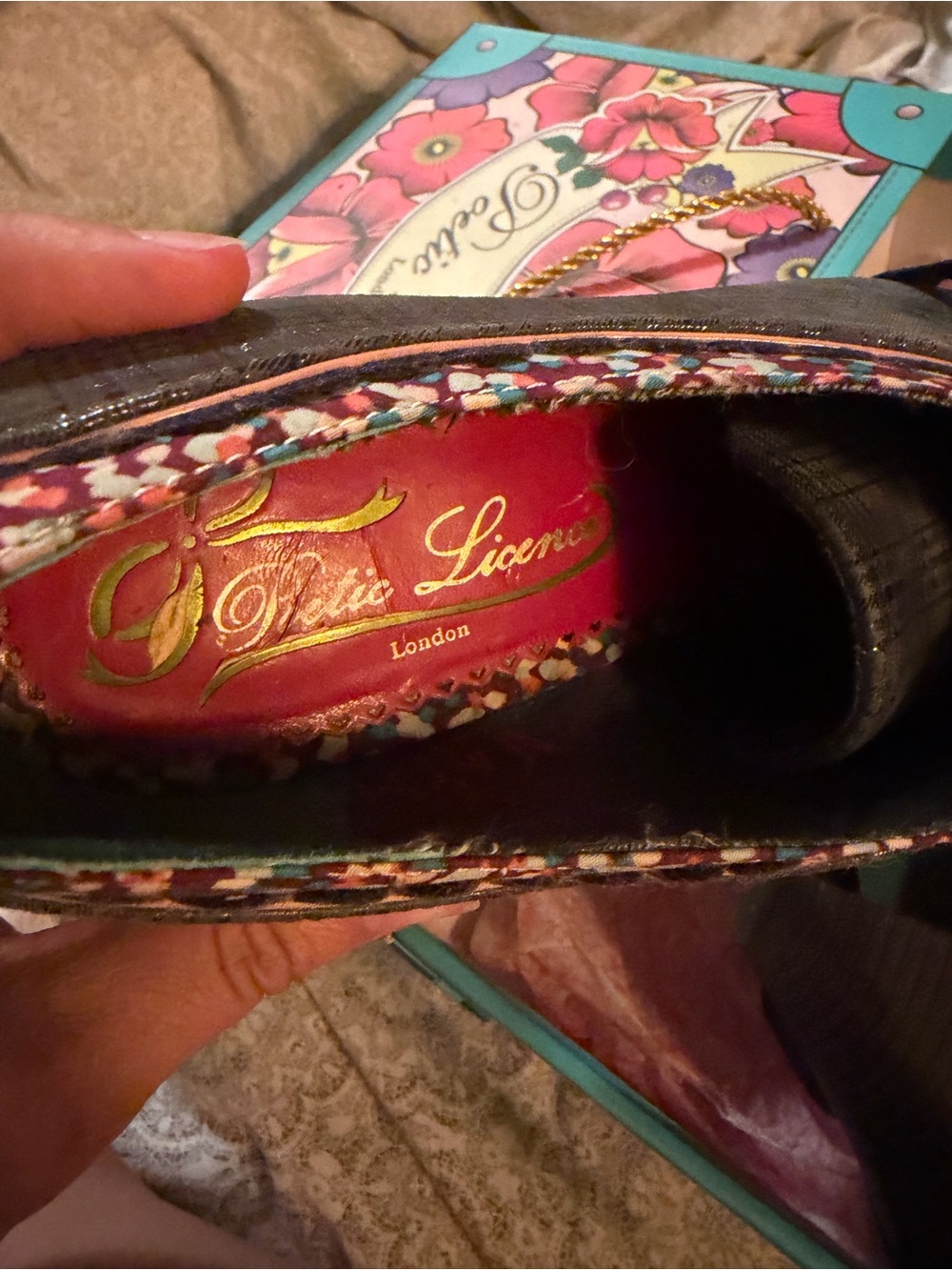 Poetic License /irregular choice Navy Plaid Heeled Oxfords with Multicolor Trim - Picture 3 of 7